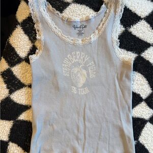 Brandy Melville blue Tank Top with White Lace